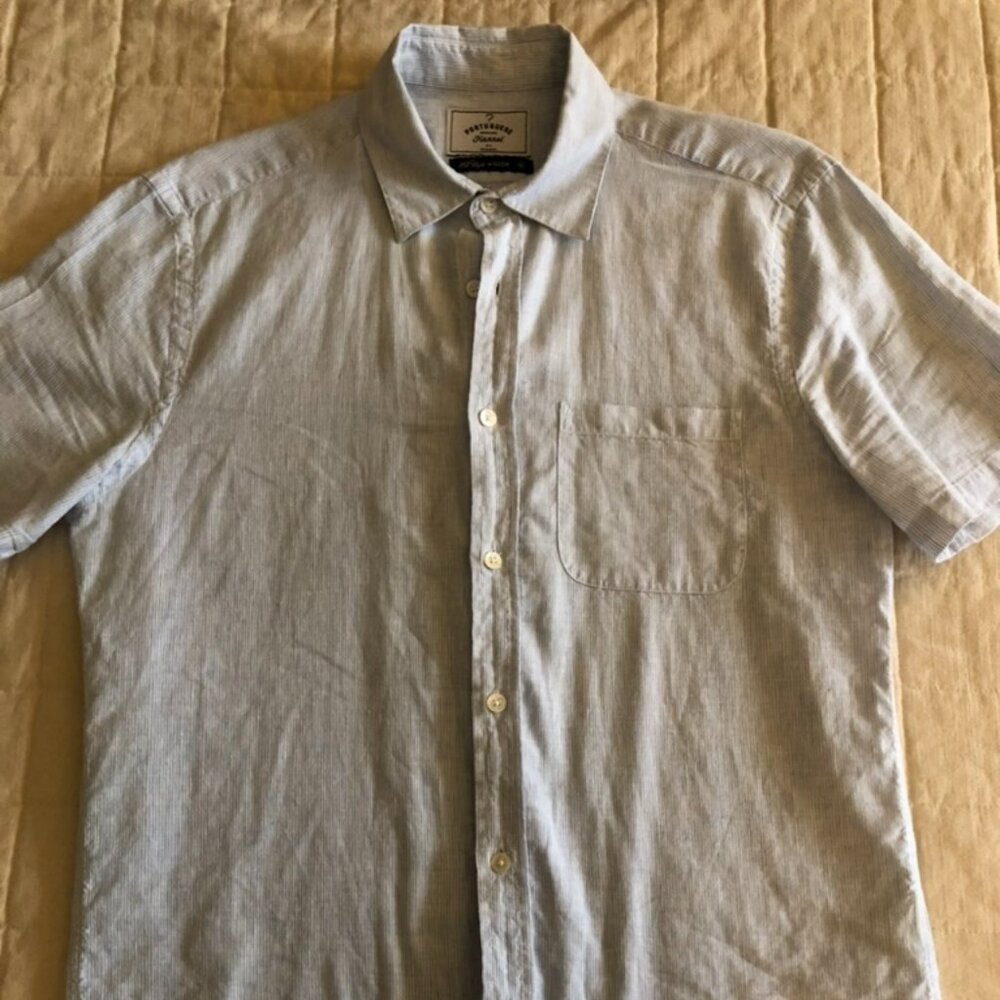 Portuguese Flannel Striped Linen Button Down M